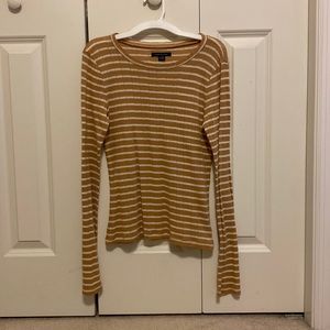 American Eagle yellow and white striped long sleeve top